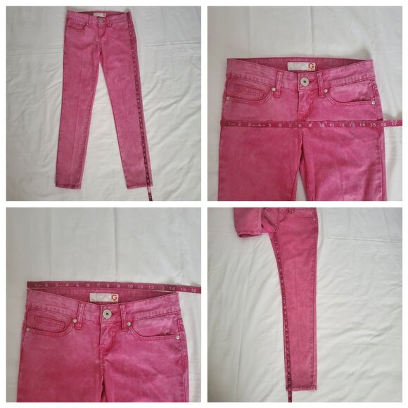 G By GUESS Women's Slightly Faded Super Skinny Denim Jeans Pink Size 26 - Picture 12 of 12